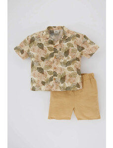 DEFACTO Baby Boy Tropical Patterned Shirt and Shorts 2 Piece Set
