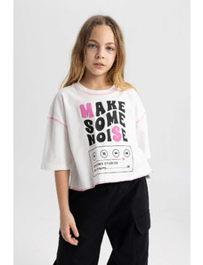 DEFACTO Girl Cotton Short Sleeve Crop T-Shirt