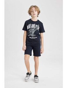 DEFACTO Boy Printed Short Sleeve T-Shirt Shorts 2 Piece Set