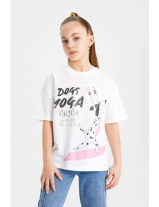 DEFACTO Girl Oversize Fit Animal Printed Short Sleeve T-Shirt