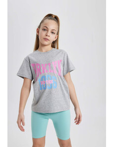 DEFACTO Girl Slogan Printed Short Sleeve T-Shirt