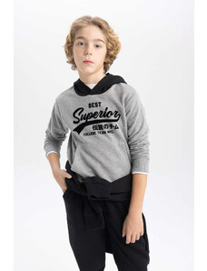 DEFACTO Boy Hooded Thick Sweatshirt Fabric Sweatshirt