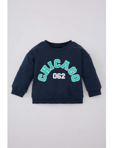 DEFACTO Baby Boy Crew Neck Slogan Printed Soft Lined Sweatshirt