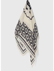 Lněný šátek Tommy Hilfiger tmavomodrá barva, AW0AW16029