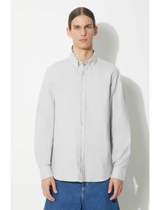 Bavlněná košile Carhartt WIP Longsleeve Bolton Shirt šedá barva, regular, s límečkem button-down, I030238.1YEGD