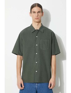 Košile Norse Projects Carsten Cotton Tencel pánská, zelená barva, regular, s klasickým límcem, N40.0579.8022