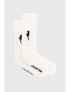 Ponožky Neil Barrett Bolt Cotton Skate Socks pánské, bílá barva, MY77116A-Y9400-526N