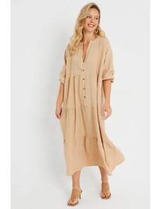 Cool & Sexy Women's Loose Midi Dress Camel Q982