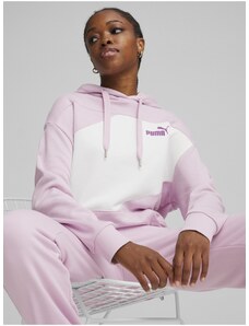 Bílo-růžová dámská mikina s kapucí Puma Power Hoodie TR - Dámské