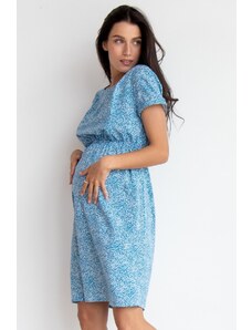 Těhotenské a kojící šaty 3v1 Summer Dots modro bílé