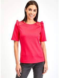 Orsay Tmavě růžové dámské tričko s průstřihem na zádech - Dámské