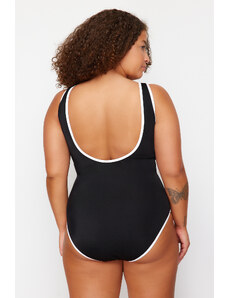 Trendyol Curve Black-White Bias Crew Neck Recovery Effect Swimsuit