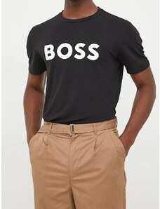Černé Bavlněné Tričko - Hugo Boss