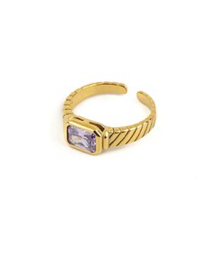 Pozlacený prsten s fialovým kamínkem