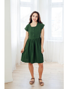 Mušelínové šaty Olivie propínací zelené