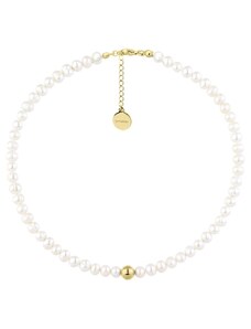 Manoki Perlový choker náhrdelník Marilda Gold - ocel, sladkovodní perla