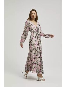 Dámské maxi šaty MOODO - béžové s květinovým vzorem