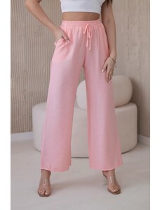 Kesi Viskózové široké kalhoty světle pudrově růžové
