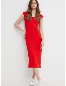 Šaty Tommy Hilfiger červená barva, midi, WW0WW41273