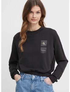 Bavlněná mikina Calvin Klein Jeans dámská, černá barva, s potiskem, J20J223081