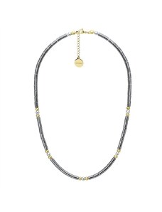 Manoki Dámský náhrdelník s jemnými hematitovými a zlatými ocelovými korálky