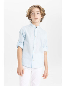 DEFACTO Boy Regular Fit Stand Collar Long Sleeve Shirt