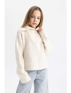 DEFACTO Girl Regular Fit Zip-Up Turtle Neck Pullover