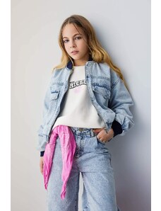 DEFACTO Girl Bomber Collar Jean Jacket