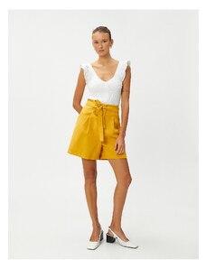 Koton Silky Textured Shorts with Belt Detail.