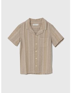 Dětská lněná košile Abercrombie & Fitch béžová barva