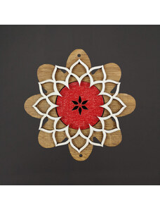AMADEA Dřevěná ozdoba květina červená, 10 cm, český výrobek