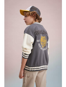 DEFACTO Boy Printed Bomber Collar College Cardigan