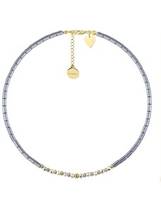 Manoki Dámský náhrdelník Valérie Gold - chirurgická ocel, hematit