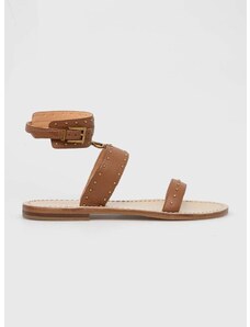 Kožené sandály Twinset dámské, hnědá barva, 241TCT050
