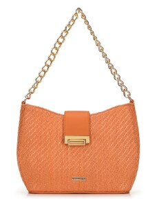 Pletená dámská kabelka s řetízkem Wittchen, oranžová, ekologická kůže