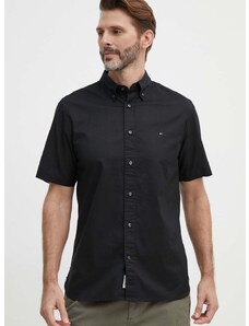 Bavlněná košile Tommy Hilfiger černá barva, regular, s límečkem button-down, MW0MW33809