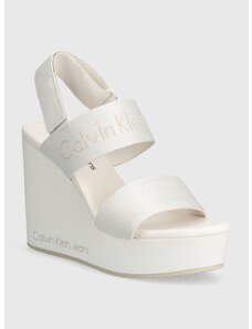 Sandály Calvin Klein Jeans WEDGE SANDAL WEBBING IN MR bílá barva, YW0YW01360
