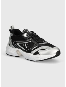 Sneakers boty Calvin Klein Jeans RETRO TENNIS LOW LACE MH ML MR černá barva, YW0YW01381