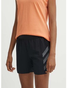 Sportovní šortky adidas TERREX Agravic dámské, černá barva, s potiskem, medium waist, HT9392