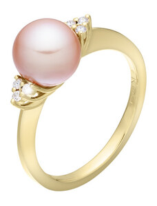 Zlatý prsten s perlou a diamanty ZPVE048Z-51-1000R