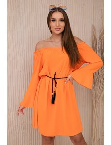 Kesi Šaty svázané v pase šňůrkou na oranžovou barvu