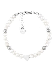 Manoki Perlový náramek Alice - srdce, chirurgická ocel, sladkovodní perla