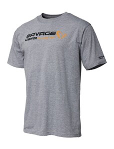 Savage Gear Triko Signature Logo T-shirt Grey Melange - L