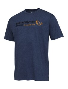 Savage Gear Triko Signature Logo T-shirt Blue Melange - L