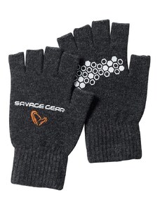 Savage Gear Rukavice Knitted Haf Finger Gove Dark Grey Meange -