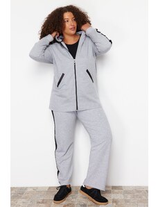 Trendyol Curve Gray Knitted Large Size Top and Bottom Set