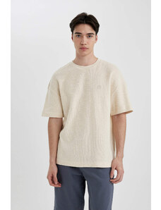 DEFACTO Comfort Fit Crew Neck Printed Knitwear T-Shirt