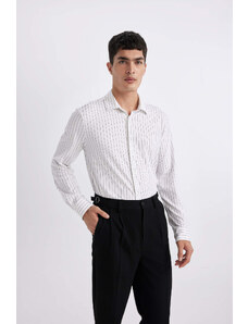 DEFACTO Slim Fit Polo Collar Striped Long Sleeve Shirt