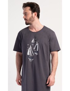 Cool Comics Pánská noční košile s krátkým rukávem Jachting - tmavě šedá