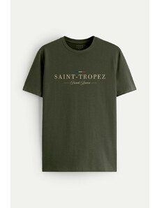 Hendrix Tričko, Barva Khaki, s Potiskem Saint Tropez Riviera